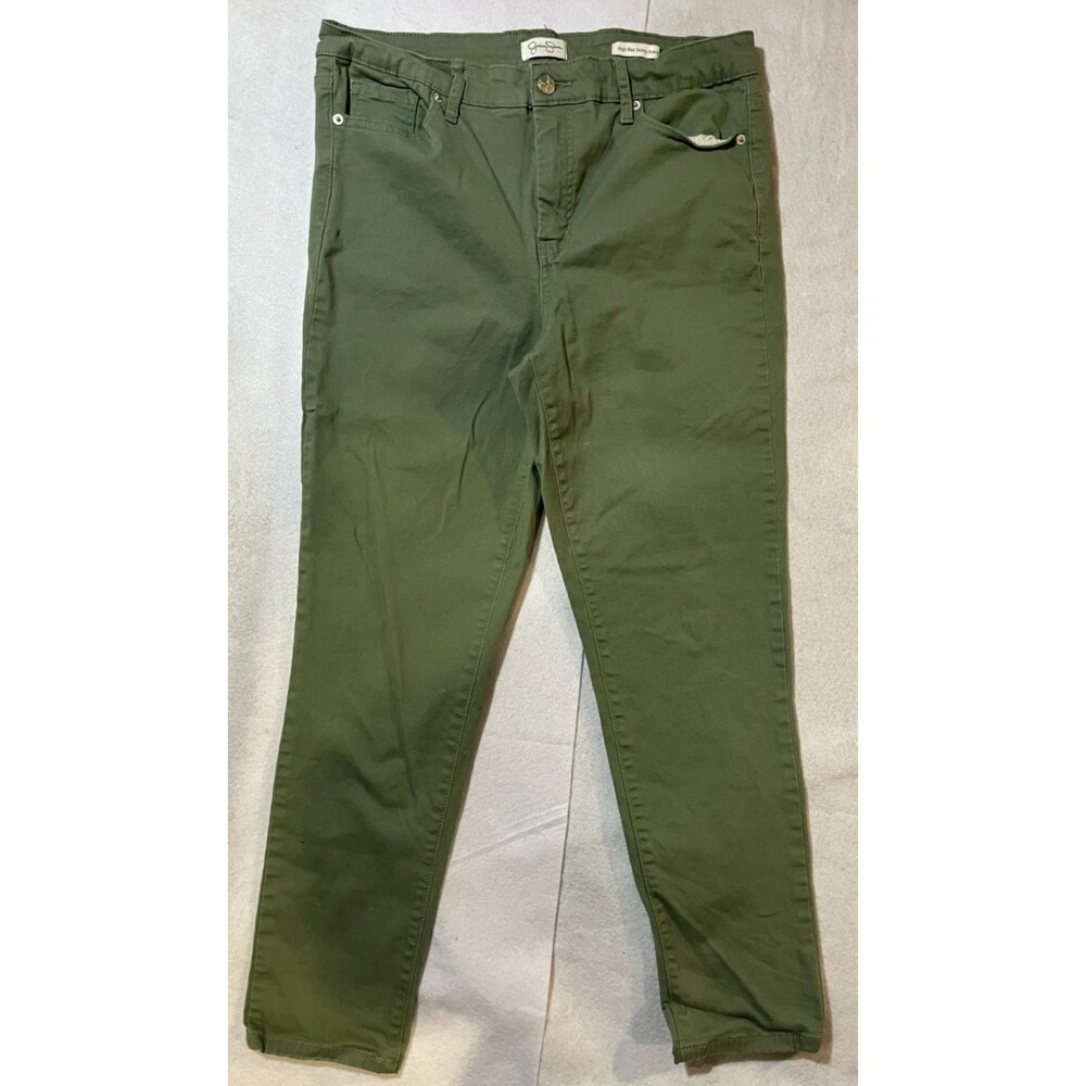 Jessica Simpson High Rise Skinny Ankle Jeans Women's 12 Olive Green Stretch